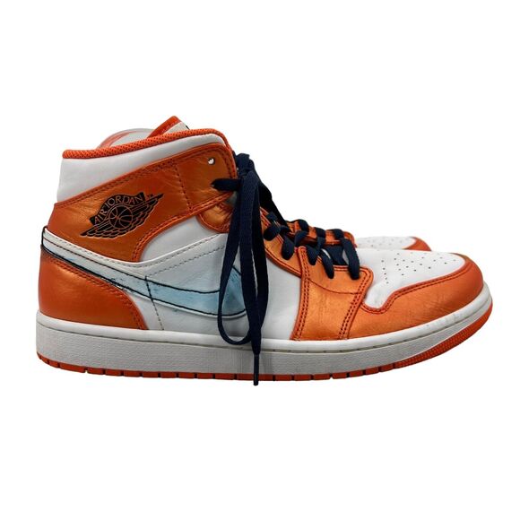 Nike Mens 10.5 Air Jordan 1 Mid SE Electro Orange White Basketball DM3531-800 - Picture 1 of 12